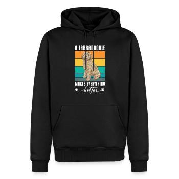 Labradoodle Dog - Men’s Premium Organic Hoodie - black - Front - Nico (187cm)