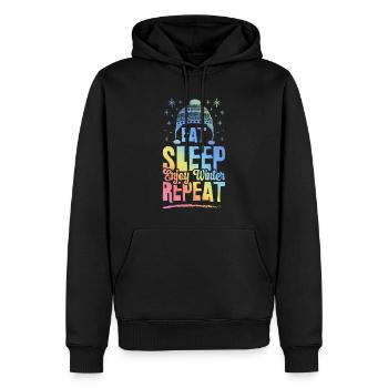Eat Sleep Winter Repeat - Men’s Premium Organic Hoodie - black - Front - Nico (187cm)