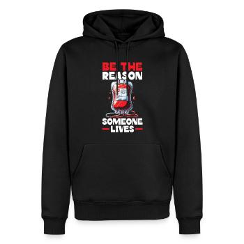 Don de sang Éducation Donner du sang - Sweat à capuche Premium bio Homme - noir - Devant - Nico (187cm)