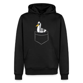 Mouette - Dans la poche de poitrine / poche de chemise - Sweat à capuche Premium bio Homme - noir - Devant - Nico (187cm)