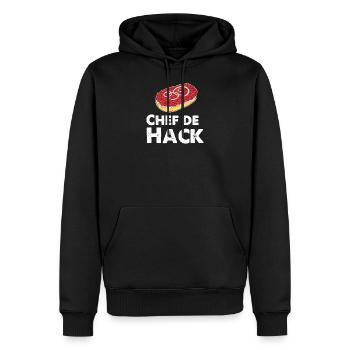 Chef de Hack Mett Mettbrötchen - Sweat à capuche Premium bio Homme - noir - Devant - Nico (187cm)