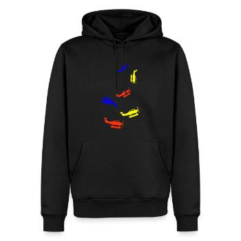 Plane Bunt Travel - Men’s Premium Organic Hoodie - black - Front - Nico (187cm)