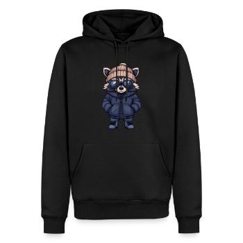 Waschbär Cool Comic - Männer Premium Bio Hoodie - Schwarz - Vorne - Nico (187cm)