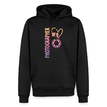 Photography Camera Lens Watercolor - Männer Premium Bio Hoodie - Schwarz - Vorne - Nico (187cm)