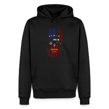 Hot Rod américain - Sweat à capuche Premium bio Homme - noir - Devant - Nico (187cm)