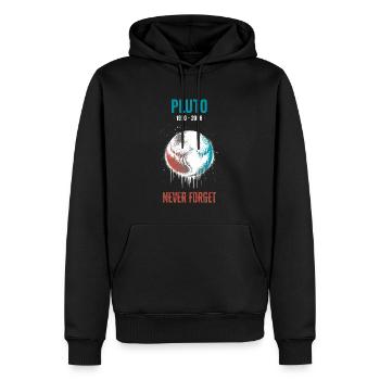 Pluto, never forget - Men’s Premium Organic Hoodie - black - Front - Nico (187cm)