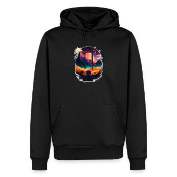 Cybermontagnes - Sweat à capuche Premium bio Homme - noir - Devant - Nico (187cm)