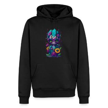 Illustration de zombies avec des lunettes de soleil et des fleurs - Sweat à capuche Premium bio Homme - noir - Devant - Nico (187cm)