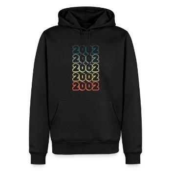 en 2002 - Sweat à capuche Premium bio Homme - noir - Devant - Nico (187cm)