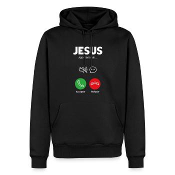 Appel de Jésus - Sweat à capuche Premium bio Homme - noir - Devant - Nico (187cm)