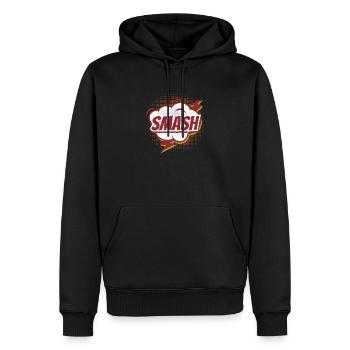 spaßige Comic-Sprechblase - SCHMASCH - Männer Premium Bio Hoodie - Schwarz - Vorne - Nico (187cm)