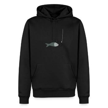 fish + hook - Men’s Premium Organic Hoodie - black - Front - Nico (187cm)