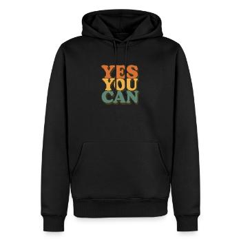 Yes You Can – Motivation rétro - Sweat à capuche Premium bio Homme - noir - Devant - Nico (187cm)
