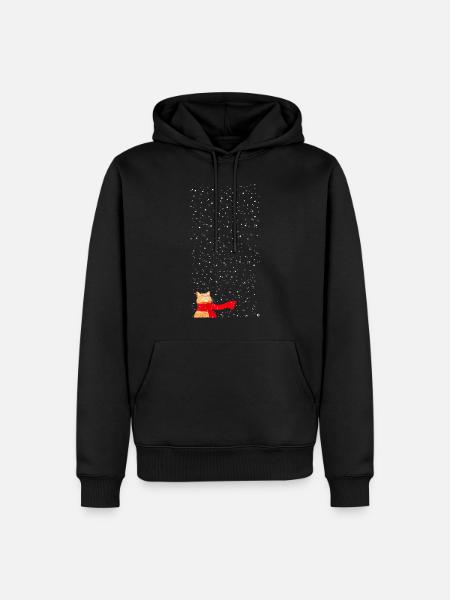 Schneekatze getigert (lang) - Männer Premium Bio Hoodie - Schwarz
