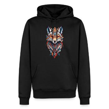 Spirituelles Indianer Fuchs Feder Design Boho Stil - Männer Premium Bio Hoodie - Schwarz - Vorne - Nico (187cm)