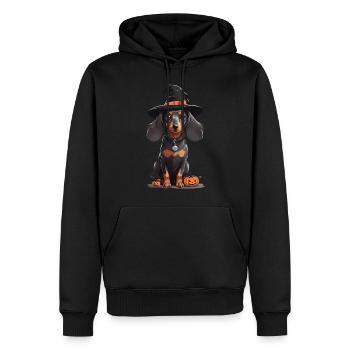 Sorcières teckel Halloween chien Magic Design - Sweat à capuche Premium bio Homme - noir - Devant - Nico (187cm)