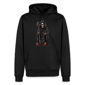 Sensenmann Kürbisse Halloween Schauer und Horror - Männer Premium Bio Hoodie - Schwarz - Vorne - Nico (187cm)
