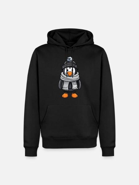 Penguin Winter Comic - Men’s Premium Organic Hoodie - black
