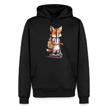 Schulweg Fuchs Einschulung Roller Abenteuer Design - Männer Premium Bio Hoodie - Schwarz - Vorne - Nico (187cm)