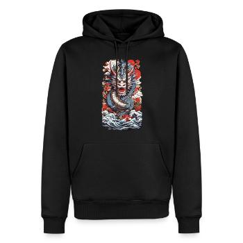 Chinesischer Drache Asiatischer Streetwear Stil - Männer Premium Bio Hoodie - Schwarz - Vorne - Nico (187cm)