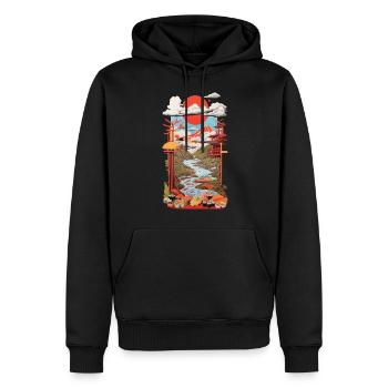 Ukiyo-E Sushi Landschaft Japan Retro Streetwear - Männer Premium Bio Hoodie - Schwarz - Vorne - Nico (187cm)