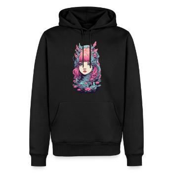 Esthétique Anime Synthwave e-Girl Streetwear - Sweat à capuche Premium bio Homme - noir - Devant - Nico (187cm)