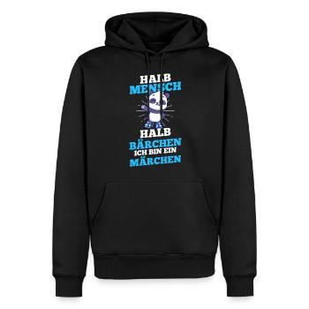 Mi-humain, mi-ours - Sweat à capuche Premium bio Homme - noir - Devant - Nico (187cm)