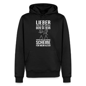 Trop vieux pour cette merde - Sweat à capuche Premium bio Homme - noir - Devant - Nico (187cm)