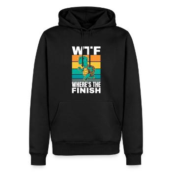 WTF Wo ist das Ziel - Running Runner - Männer Premium Bio Hoodie - Schwarz - Vorne - Nico (187cm)