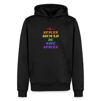 All spaces should be safe spaces - LGBTQ gay pride - Men’s Premium Organic Hoodie - black - Front - Nico (187cm)
