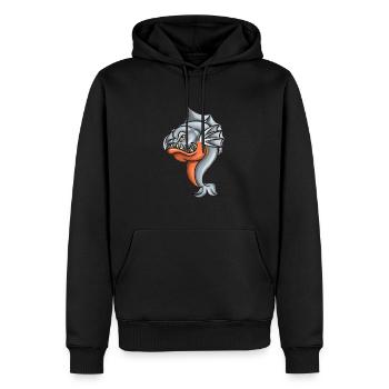 Piranha Geschenk - Männer Premium Bio Hoodie - Schwarz - Vorne - Nico (187cm)