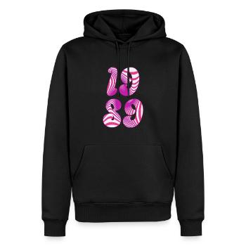 1989 - Design minimaliste pour l’anniversaire - Sweat à capuche Premium bio Homme - noir - Devant - Nico (187cm)