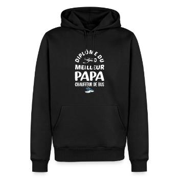 Diplôme du meilleur papa chauffeur de bus - Sweat à capuche Premium bio Homme - noir - Devant - Nico (187cm)