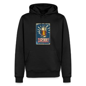 Ein Hoch auf Retro-Vibes: Schaumiges Pint-Poster - Männer Premium Bio Hoodie - Schwarz - Vorne - Nico (187cm)