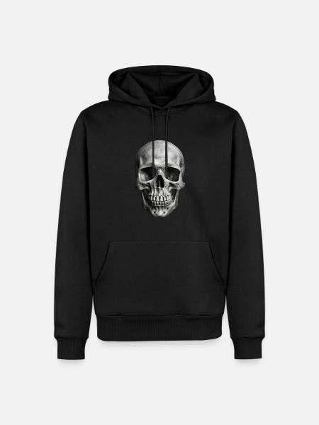 Crâne réaliste | Os énervés | Graphismes gothiques - Sweat à capuche Premium bio Homme - noir