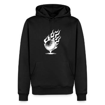 Golfball Auf Tee Brennendes Feuer Flammen Stil - Männer Premium Bio Hoodie - Schwarz - Vorne - Nico (187cm)