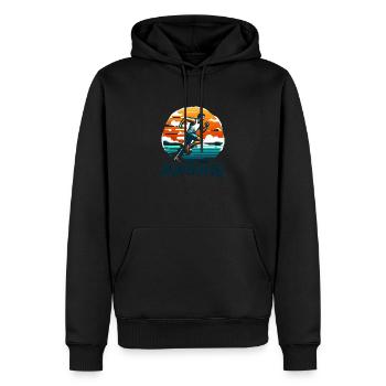 Design Running Course à Pied Marathon Footing - Sweat à capuche Premium bio Homme - noir - Devant - Nico (187cm)