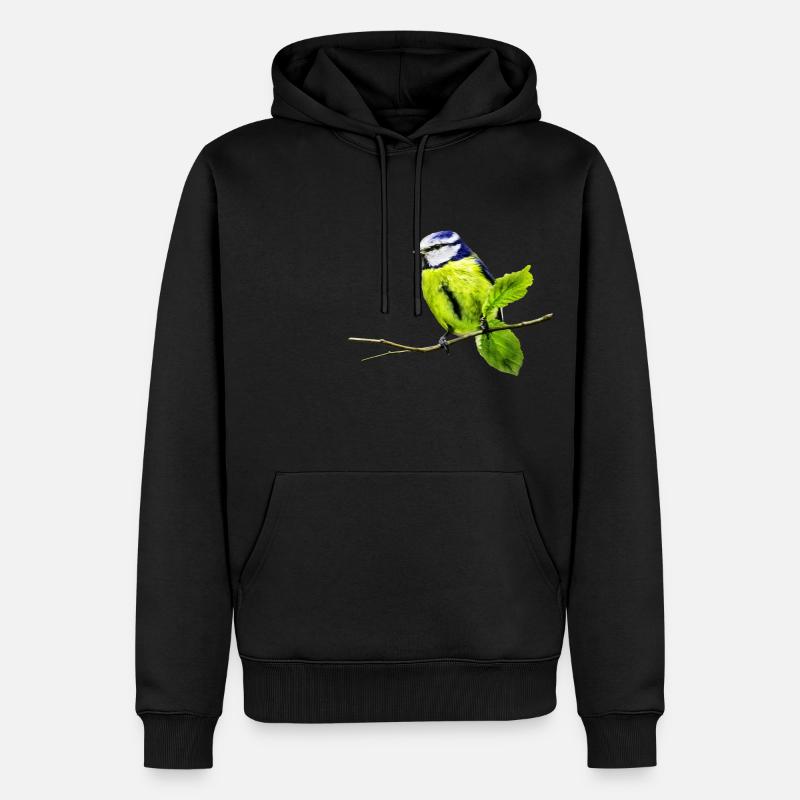 Blauer Tit - Männer Premium Bio Hoodie - Schwarz