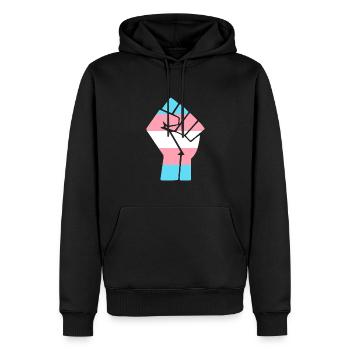 Trans Pride Fist Design pour l’égalité - Sweat à capuche Premium bio Homme - noir - Devant - Nico (187cm)