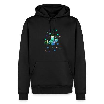 butterfly, stars, colorful, blue, butterfly - Men’s Premium Organic Hoodie - black - Front - Nico (187cm)