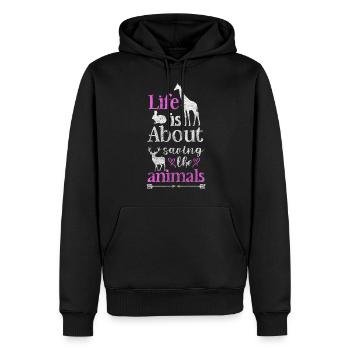 Tierschützer Vegetarier Tierliebe Tierheim - Männer Premium Bio Hoodie - Schwarz - Vorne - Nico (187cm)
