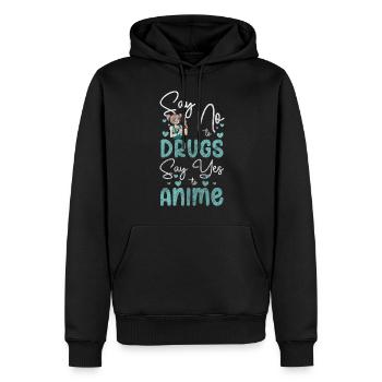 Anime Comic Senpai Waifu - Männer Premium Bio Hoodie - Schwarz - Vorne - Nico (187cm)