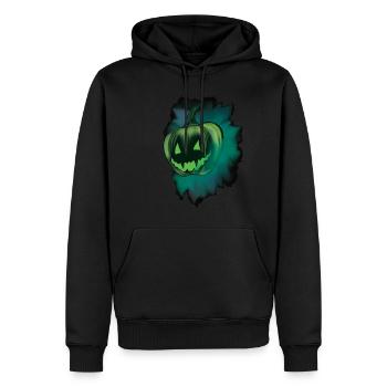 FALLing for PUMPKIN in green - Männer Premium Bio Hoodie - Schwarz - Vorne - Nico (187cm)