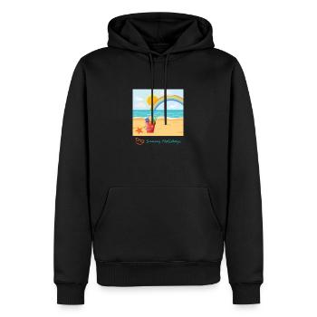 Vacances d'été à la plage, mer, sable et soleil - Sweat à capuche Premium bio Homme - noir - Devant - Nico (187cm)