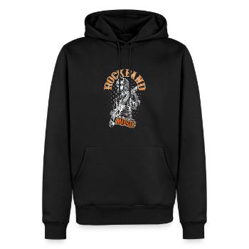 Rocke deine Welt mit unserer Band - Männer Premium Bio Hoodie - Schwarz - Vorne - Nico (187cm)