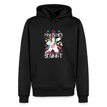 Grundschule Einschulung Schulkind Einhorn - Männer Premium Bio Hoodie - Schwarz - Vorne - Nico (187cm)