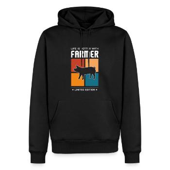 Farmer - Männer Premium Bio Hoodie - Schwarz - Vorne - Nico (187cm)