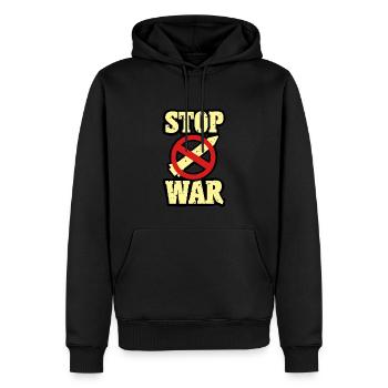 Contre la guerre - Sweat à capuche Premium bio Homme - noir - Devant - Nico (187cm)