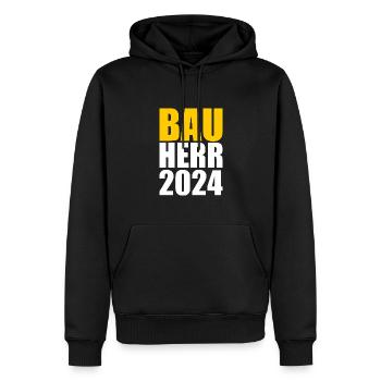 Bauherr 2024 Hausbau Neubau Baustelle Richtfest - Männer Premium Bio Hoodie - Schwarz - Vorne - Nico (187cm)