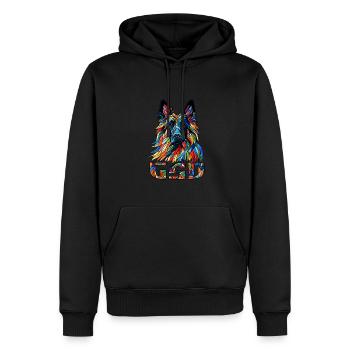 German Shepherd - Colorful Mosaic Art - Men’s Premium Organic Hoodie - black - Front - Nico (187cm)